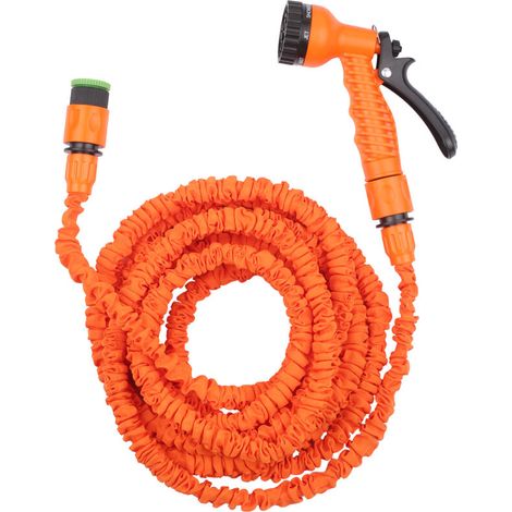 Tuyau d'arrosage extensible 30 m orange, anti-fuite, télescopique haute pression, flexible, avec buse 7 fonctions, pour voiture et jardin (1/5)