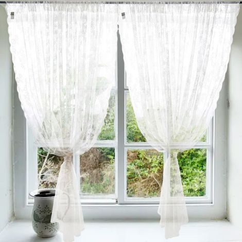 Rideaux en dentelle vintage, rideaux en tulle brodé pour fenêtres