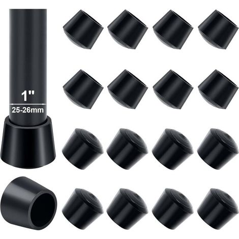 Embout De Chaise, 16pcs 25-26mm Embout Pied De Chaise Caoutchouc Embout Caoutchouc Chaise 25mm Diamètre Intérieur, pour Protéger Les Pieds de Table Éviter Les Rayures au Sol, Noir (1/5)