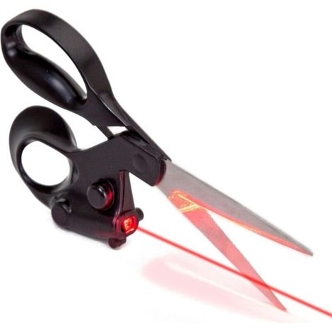 Forbici a guida laser per tagli dritti, lama in acciaio inox, impugnatura ergonomica, funzionamento a batteria, strumento di precisione - Crezuo