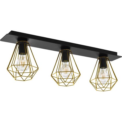 Plafonnier Tarbes 2 Noir, Laiton L: 77 B: 17.5 H: 24.5cm Dimmable (1/3)