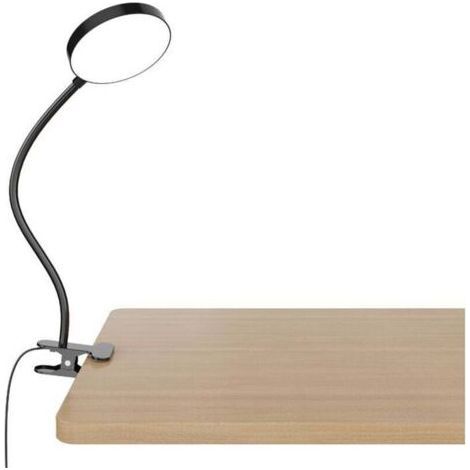 Klemmleuchte mit Adapter, 3 Farben und 10 Helligkeitsstufen, Schreibtischlampe mit USB-Kabel, Leselampe zum Lesen im Bett, flexible PC-Lampe, schwarz [Energieklasse G] (1/3)