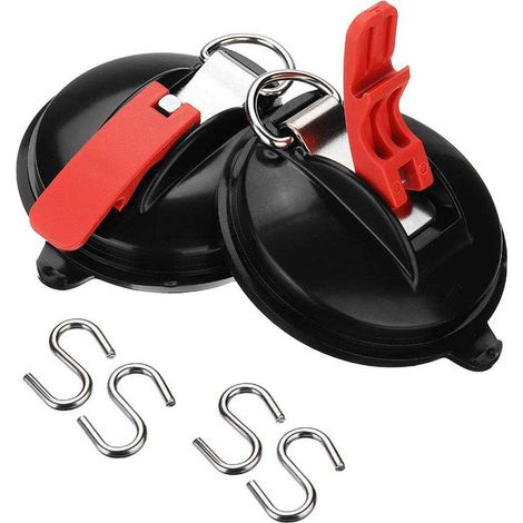 MINKUROW 2 Pezzi Gancio A Ventosa Per Auto, Ventosa Per Auto Con 2 Ganci A S, Ancoraggio A Ventosa, Per Fissaggio Di Bagagli, Teloni, Tenditori Per Auto (1/5)