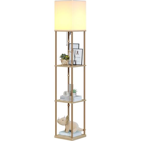 Floor Lamp, 3 Colour Temperatures, Lamp with LED Bulb, Floor Lamp for Bedroom, Study, Office, Living Room Decoration, Floor Lamp Wood Colour (1/5)