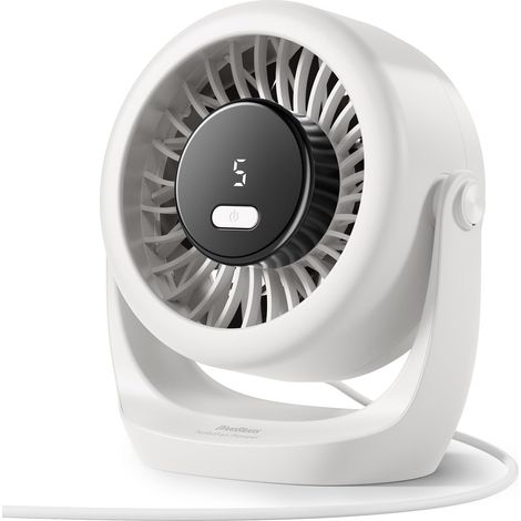 Ventilateur USB de Table, Puissant Jusqu'à 6 m/s, Affichage LED, 5 Vitesses, Rotation 360°, Mini Ventilateur Silencieux, Portable pour Maison, Bureau, Extérieur, Cuisine, Camping (1/5)