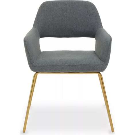Interiors by Premier Grey Dining Chair, High Quality Kitchen Chair, Back & Arm Support Fabric Chair, Easy to Clean Armchair (1/5)