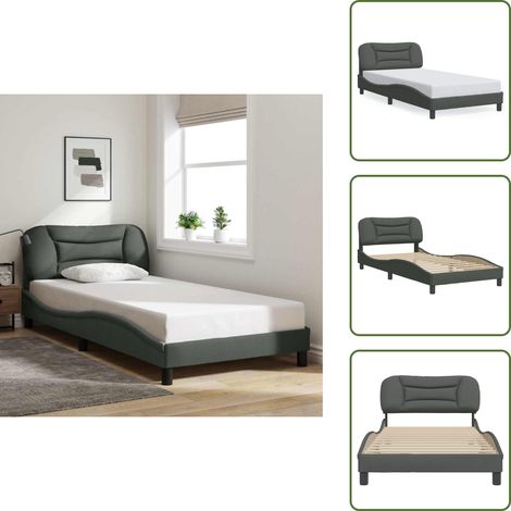 Cuscino testiera - vidaXL Giroletto senza Materasso Hvar Grigio Scuro 100x200 cm Tessuto - Letto Hvar