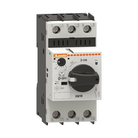 Interruttore automatico per motori con manopola, 0,18 kW a 400 V CA, 0,4-0,63 A, 100 kA, SM1R0063