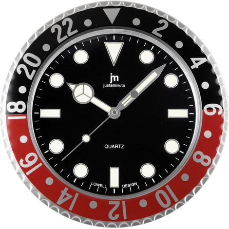 Lowell Orologio da Parete al Quarzo Cassa Acciaio Indici Luminiscenti D 33,8 Cm Rosso (1/2)