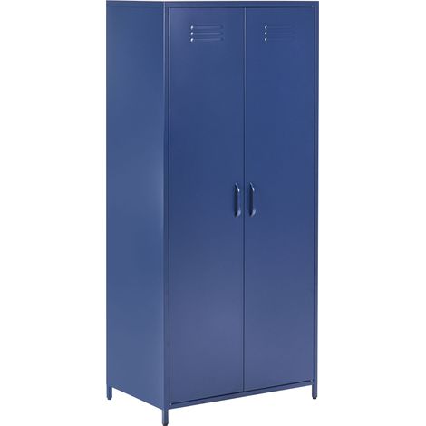 Armadio Metallo blu marino 2 Ante 3 Ripiani e Appendiabiti 76 x 50 x 171 cm Varna