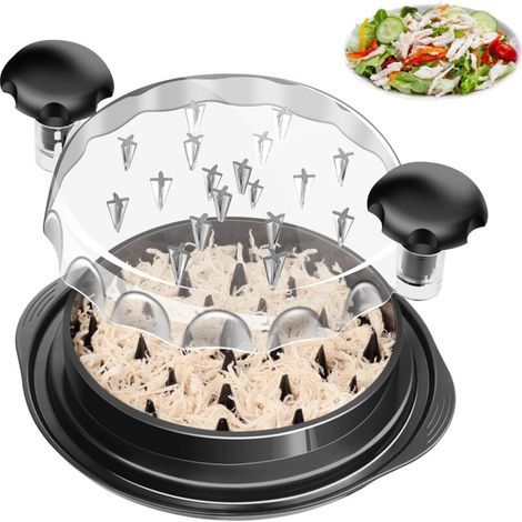 Broyeur de poulet, 9,6 pouces Broyeur de poulet Outil Twister avec poignée ergonomique, antidérapant, économie d'effort, avec couvercle transparent Broyeur de nourriture (1/4)