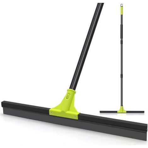 1 Balai Raclette, Tête Large 60 cm, Manche Télescopique 158 cm, Angle 45°, Caoutchouc Durable, Terrasse Salle de Bain Garage