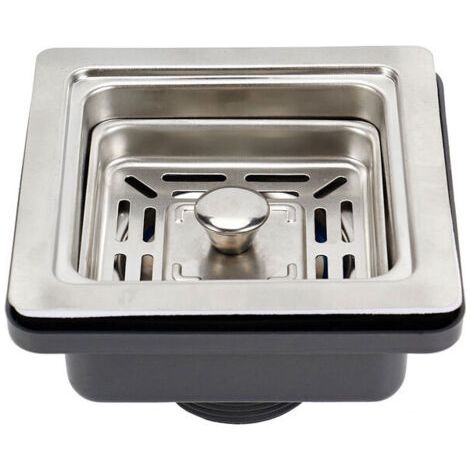 (4.5cm)Égouttoir carré en acier inoxydable pour évier de cuisine, salle de bain, maison, bouchon anti-blocage en maille (1/5)