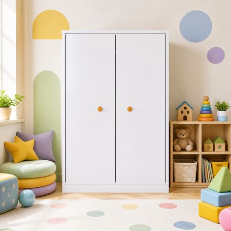 Armoire 80x50x120 cm blanche avec tringle, 2 portes, MDF, pour chambre et salon MEUBLIV (1/5)