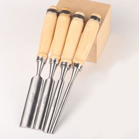 Ciseau à bois demi-rond Couteau à bois pour le travail du bois Set d'outils pour le travail du bois - Longueur 23.8cm, 4pcs