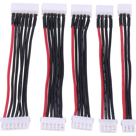 Lot de 5 câbles d'extension d'équilibrage LiPo en silicone, fil conducteur pour accessoires RC 2S/3S/4S/5S/6S (1/5)