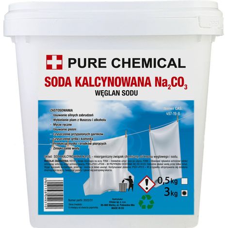 Ceniza de sosa - 3 kg - Limpieza ecológica - Elimina las manchas difíciles