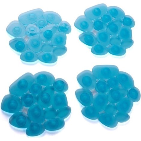 Lot de 4 Tapis antiderapants de douche ou baignoire PVC GALETS 12x13cm Bleu Transparent MSV