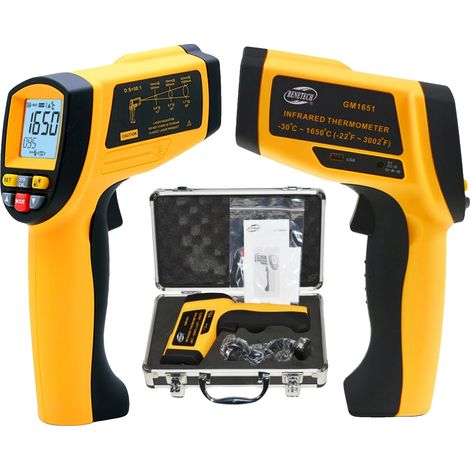 Thermomètre sans contact, Plage de température de -30 à +1650 °C, Émissivité réglable, Design ergonomique, Écran LCD rétroéclairé, Interface USB (1/5)