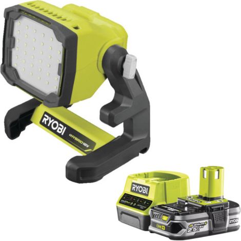 Pack RYOBI Projecteur LED 18V One+ 1800 lumens RLFD18-0 - 1 Batterie 2.5Ah - 1 Chargeur rapide RC18120-125 (1/5)