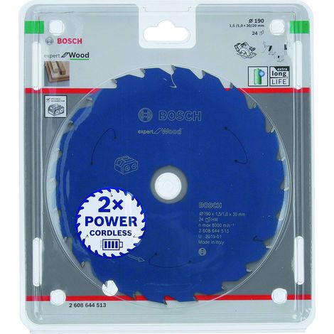Bosch Accessories Lama Per Sega Circolare Expert For Wood (Legno, 190 x 30 x 1.5 mm, 24 Denti, Accessorio Per Sega Circolare A Batteria) (1/5)