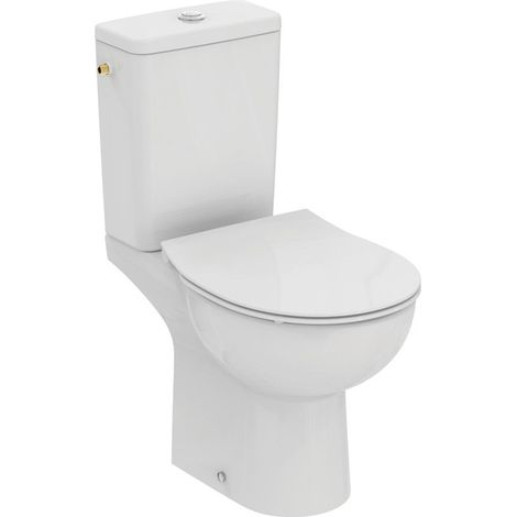 Pack WC Eurovit avec siège suspendu, réservoir de chasse, sortie en haut et siège WC blanc