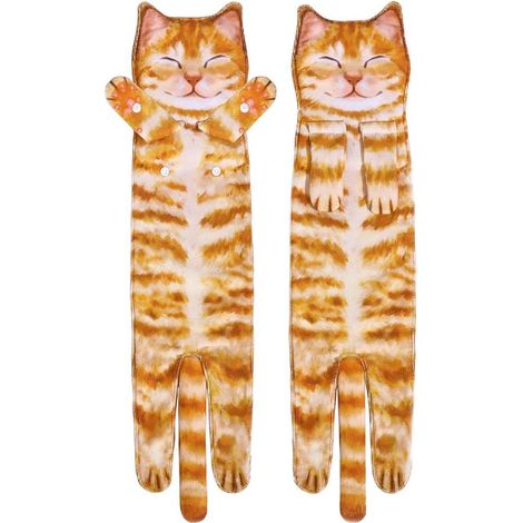 Lot de 2 serviettes absorbantes double épaisseur en microfibre pour la cuisine et la salle de bain, couleur orange, 15 x 60 cm (1/5)