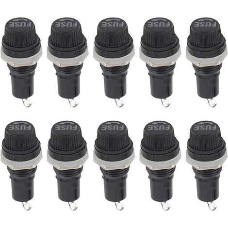 10 Stück Einbau-Schraubkappen-Sicherungshaltergehäuse für Radio-Glasröhrensicherungen 5 x 20 mm