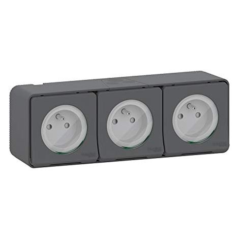 2 P+E STECKDOSE - DREIFACH - GRAU - OBERFLÄCHE - SCHNEIDER ELECTRIC MUR36037
