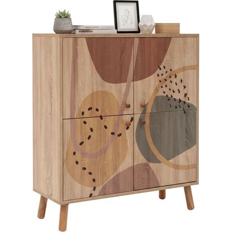 Dmora - Credenza Canopo, Buffet da soggiorno, Madia da salotto, Dispensa da cucina, 95x36h111 cm, Multicolore, con imballo rinforzato, con imballo rinforzato