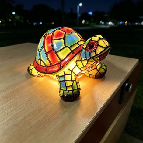 New LED night light sculpture of a turtle, perfect for desktop decorations and bedside ornaments. Bulk order available.