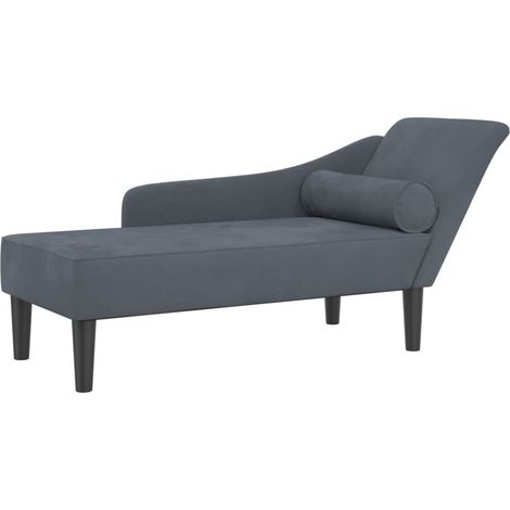 Méridienne chaise longue canapé pour intérieur avec coussins en velours gris foncé DEC026081
