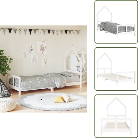 Cama de casita - vidaXL Estructura de cama para niños madera de pino blanco 80x200 cm - Cama de pino