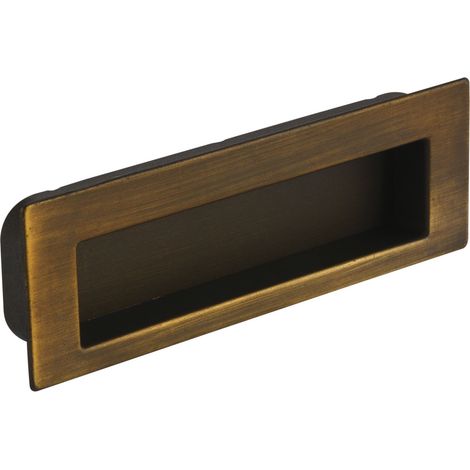 Siro Muschelgriff Nicola B 112 - Zinkdruckguss Messing schwarz gebürstet - Einlassmaß 106,5x31mm - Griffmulde für Möbel und Schubladen