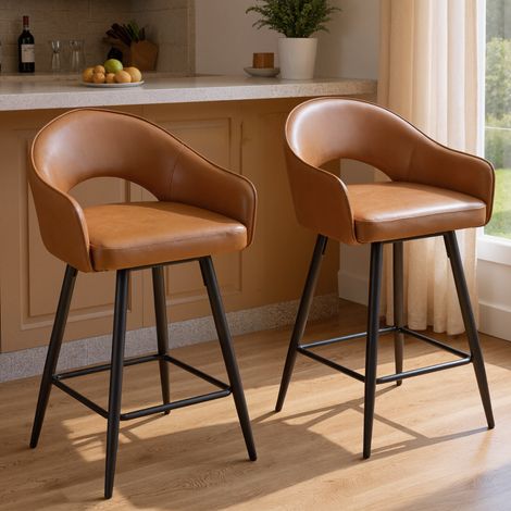 Wahson Sgabelli bar Set di 2, Moderni Sgabelli da Bar in Velluto, Cucina Sgabelli Alti Girevoli, Giallo