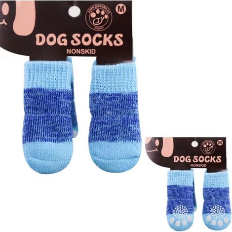 Anti-dérapant chien jarretière griffe protection chien automne et hiver chaussettes élastiques chaudes Teddy Fawdow Pomeranian chaussures accessoires 7.53cm 1 jeu de 4 bleu