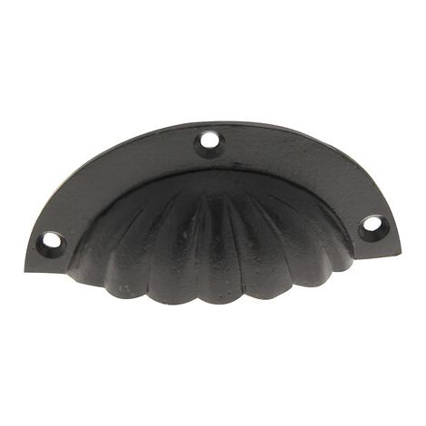 Poignée coquille striée P0531 - entraxe 76 mm - finition noir mat - CADAP