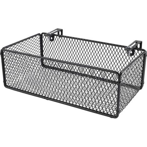 Cesto sospeso salvaspazio con struttura in ferro e sistema di sospensione regolabile, ideale per comodini in spazi limitati (nero) (1/5)
