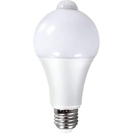 10W E27 PIR Infrarouge Ampoule LED avec Détecteur de Mouvement ON/OFF Automatiquement A60 220V 1000lm équivalent 100W Halogène pour Escalier Couloir Garage (6000K) (1/5)