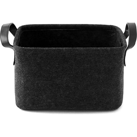 Panier de rangement à deux poignées, noir, petit modèle — un panier en feutre idéal pour ranger jouets, livres et magazines. (1/5)