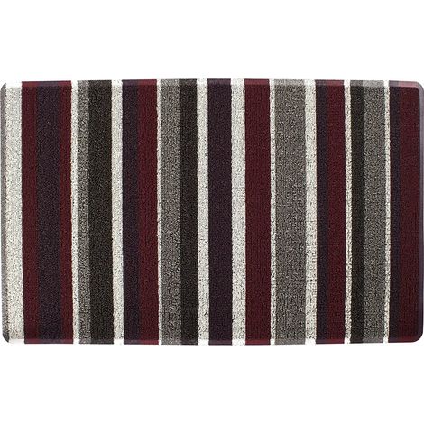 Teslin tufted printed doormat, entryway mat, dirt-removing and anti-slip mat, outdoor mat, loop fleece doormat - dark red stripes - 4060CM