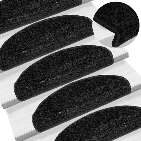 vidaXL Alfombrillas para escaleras 10 unidades 65x21x4 cm Negro Semicircular Grande (1/5)