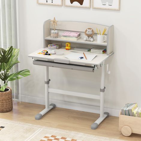 Bureau d'Étude Réglable pour Enfants, Plateau Inclinable, 3-12 Ans Gris CW70159 (1/3)