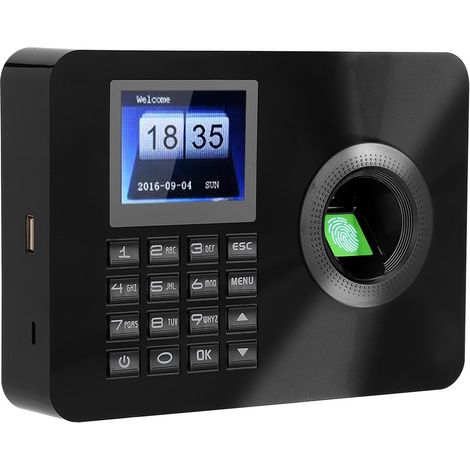 Terminal de contrôle d'accès par empreinte digitale et mot de passe avec écran TFT 2,4 pouces et prise 100-240 VUS (1/5)