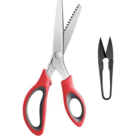 KUONIIY Zick-Zack-Schere 9 Zoll professionelle Schneiderei Rot Schwarz (1/5)