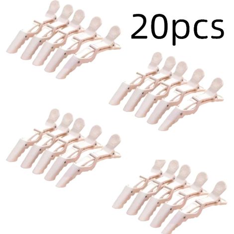 Pinzas para el cabello, diseño antideslizante, plástico resistente, 20 unidades, blancas. (1/2)
