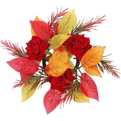 Couronne de bougies piliers, petit porte-bougies, couronne d'automne, couronne de roses, décorations de table pour Halloween et Pâques - FFY (1/4)