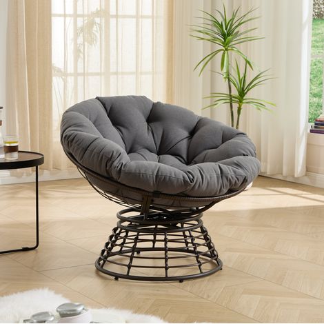 sillón giratorio papasan de acero gris 92 cm OKMYHOME (1/5)