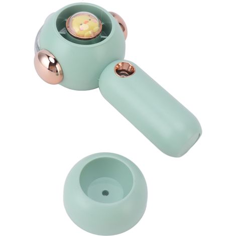 Petit ventilateur de poche portable rechargeable par USB avec fonction brumisateur, 500 mAh, vert (1/5)