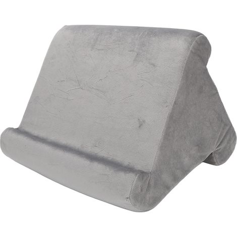 Support d'oreiller triangulaire pour tablette, gris, inclinable, doux et confortable, repose-tablette de lecture, angle de vision optimal, coussin ergonomique (1/5)